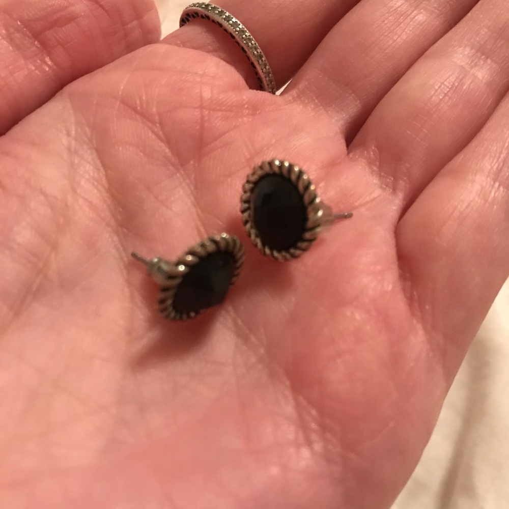Authentic Sterling Silver Agate Earring Studs